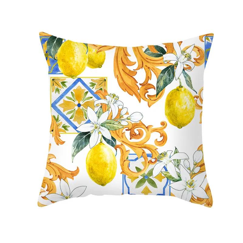 Summer Fruit Cushion Cover 45X45 Lemon Orange Strawberry Watermelon Decorative Pillowcase Polyester Sofa Cushions Home Decor