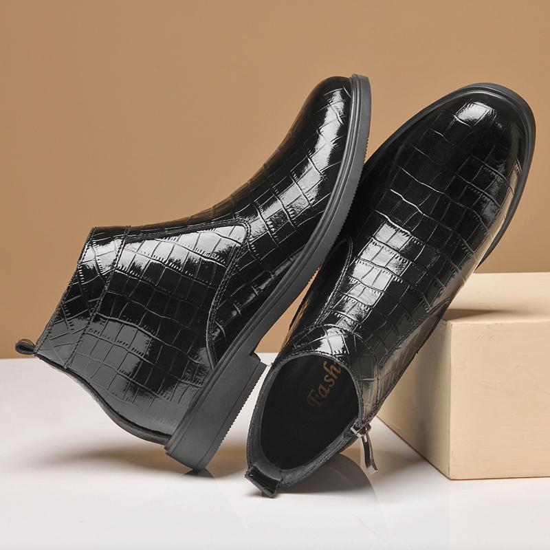 Классические мужские ботинки из натуральной кожи, повседневная деловая обувь в британском стиле, высококачественные ботильоны, теплые плюшевые меховые мужские зимние ботинки