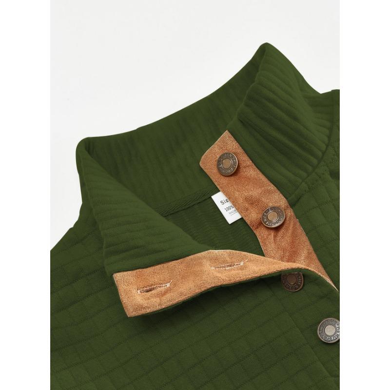 Men S European Size Stand Collar Jacquard Plaid Pullover Sweatshirt