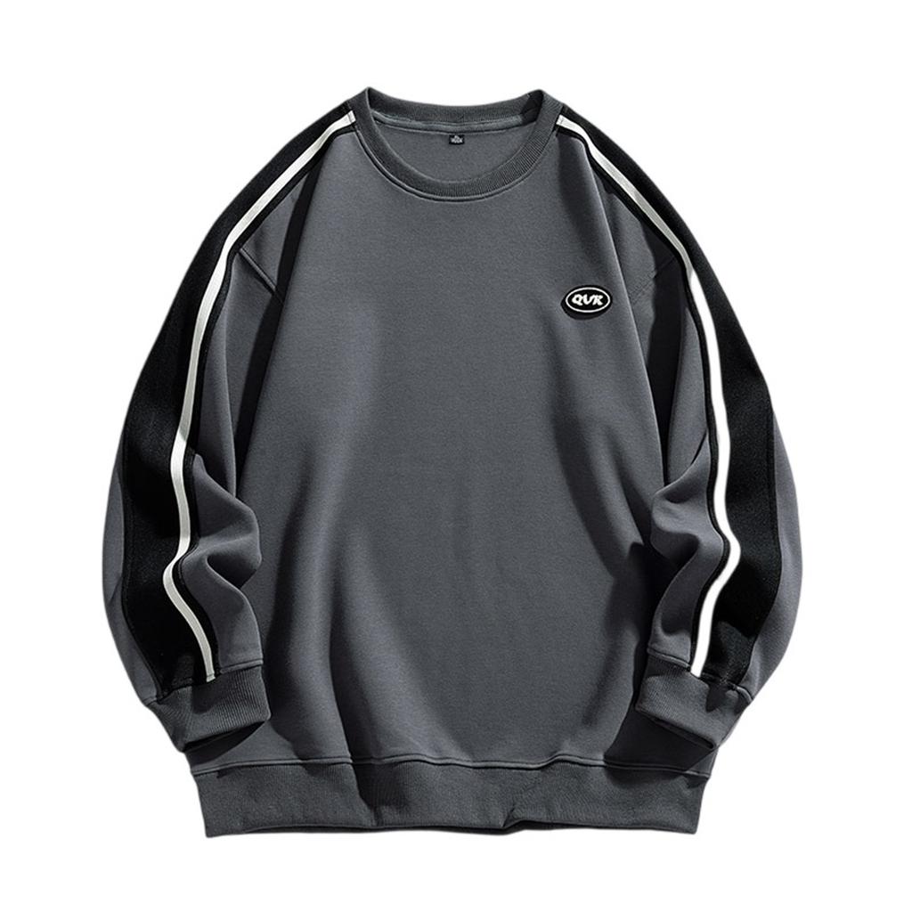 Men's Solid Color Round Neck Long Sleeve Sweatshirt Men's Sports Large Size Casual Round Neck Sweatshirt