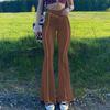 Women Fashion High Waist Flared Pants Casual Solid Color Trousers