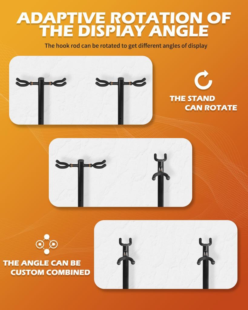 Стойка для гитары STRICH с 4 регулируемыми уровнями для акустической электрогитары, бас-гитары, банджо, стойка для мультигитары, 4 держателя, черная FH-S4