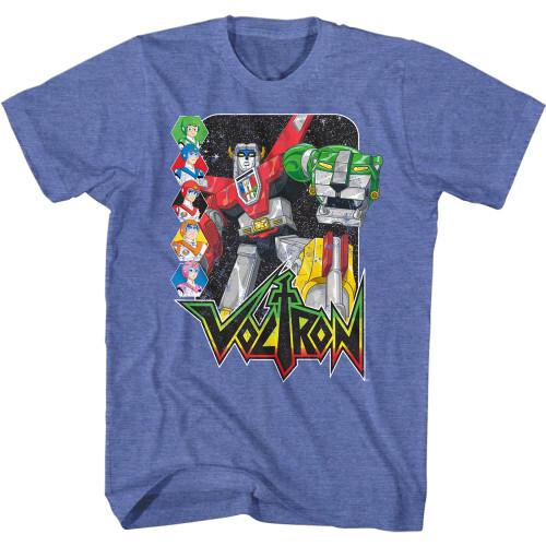 Voltron Distressed with Pilots T-Shirt - Blue Unisex T-Shirt