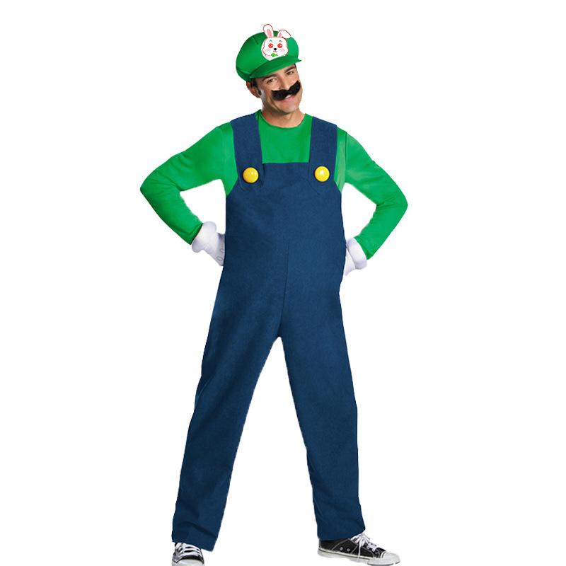 Halloween plumber show clothes children adult plumber brothers COS clothes red and green overalls parent-child set