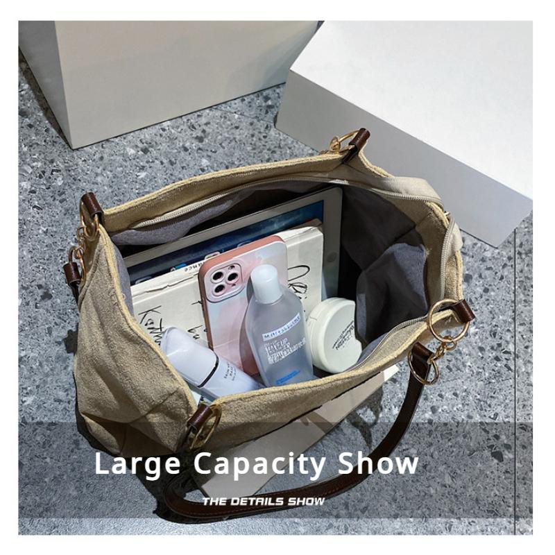 Весна Лето 2025 Новая Женская Сумка на Одно Плечо Модная Повседневная Холщовая Женская Вместительная Сумка Высокой Вместимости Сумка-Тоут для Поездок Большие Сумки для Подарков на День Богини