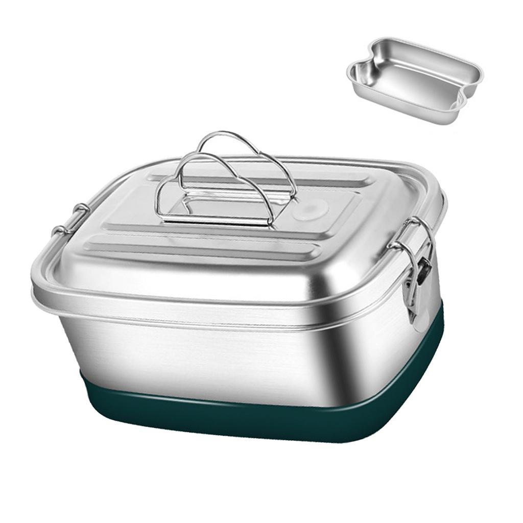 Stainless Steel Lunch Box Double Layer Bentos Box with Compartments Leak Proof Food Container for Adults and Kids