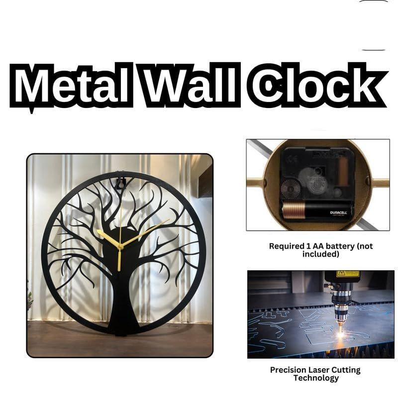 Stylish Modern Classic Design Wall Mount Clocks | Elegant 12-Inch Wall Hanging Timepiece for Home, Office, Living Room, Bedroom Decor (Tree Design)