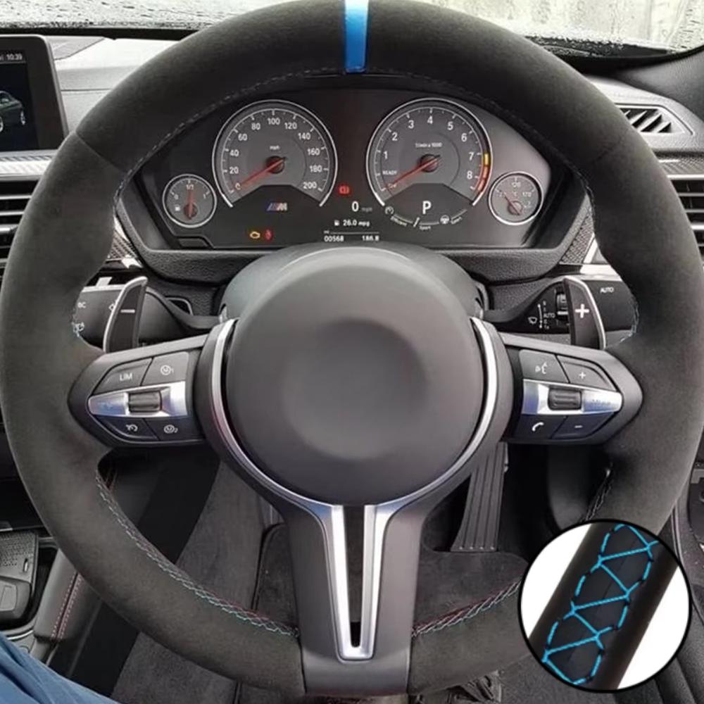 Hand Stitched Suede Leather M2 F80 M3 F82 M4 2 M5 F12 F13 M6 F85 X5 M F86 X6 M F33 F30 Steering Wheel Cover For BMW F87
