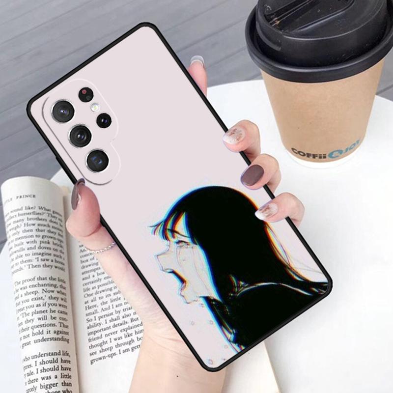 Чехол для телефона с грустной аниме-девушкой Для Samsung Galaxy S24 S25 Ultra S21 S22 Ultra S10E Note 10 Plus Note 20 FE S23
