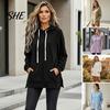 Casual Loose Fit Hoodie Women Velvet with Kangaroo Pocket, Long Sleeve Pullover Sweatshirt Sweatshirt, Drawstring Hooded Top for Fall Winter