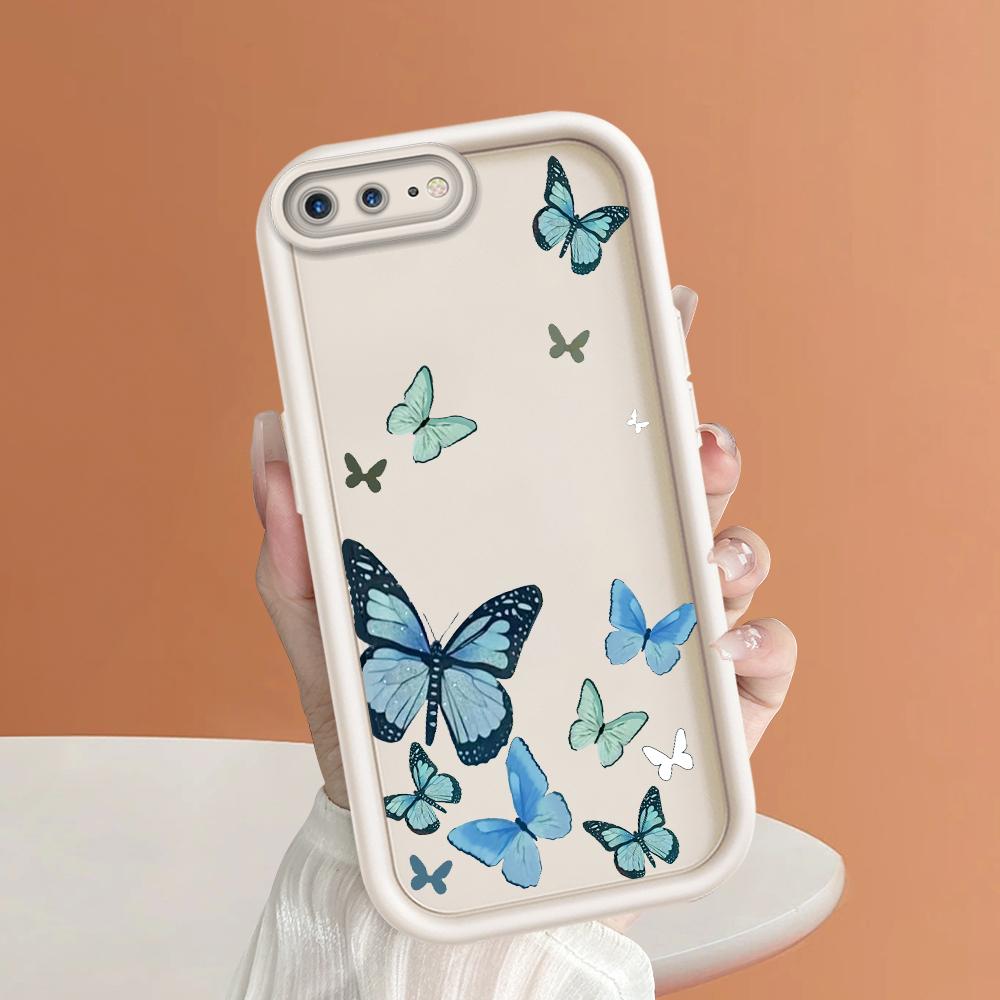 Модный синий чехол-бабочка для iPhone Samsung Galaxy Xiaomi Redmi POCO HUAWEI Honor противоударный резиновый мягкий гибкий чехол