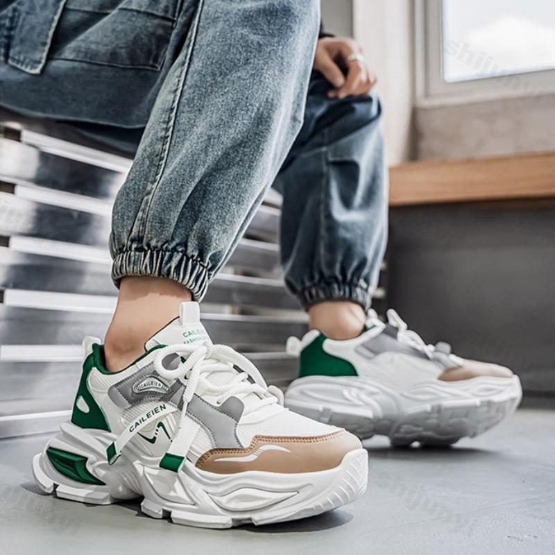 Autumn New Men's Platform Sneakers Breathable Wear-resistant Casual Shoes Outdoor Non Slip Comfortable Cross Tied Running Shoes