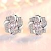 925 Sterling Silver Flower Stud Earrings For Women Girls Engagement Party Wedding Jewelry Pendientes Eh164