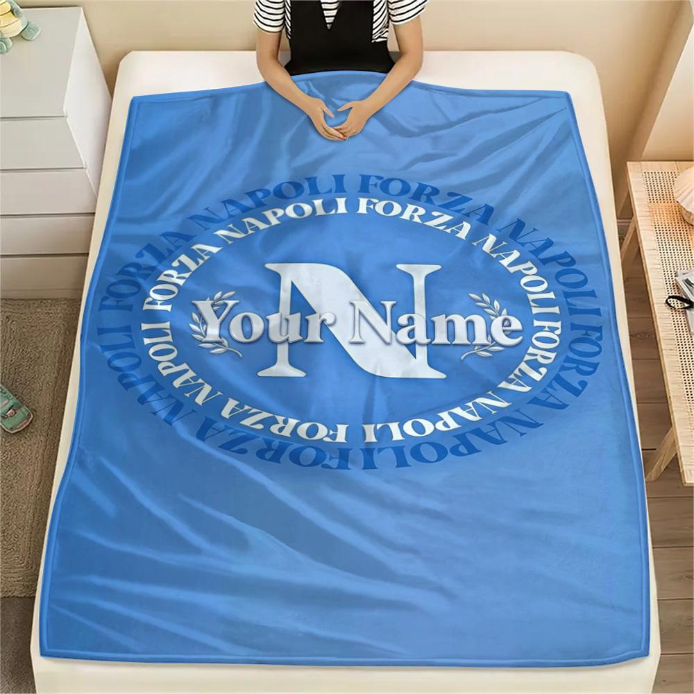 1PC Napoli Crest Custom Name Patterned Flannel Blanket Suitable For All Seasons For Home Decor Warmth And Comfort Gifts Holiday Present