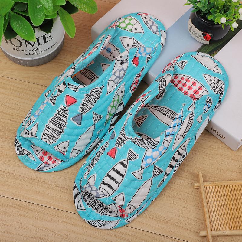 Модные женские домашние тапочки, весенне-осенние мягкие хлопковые тапочки, женские ретро-тапочки для дома и спальни с цветочным принтом, смешанный заказ