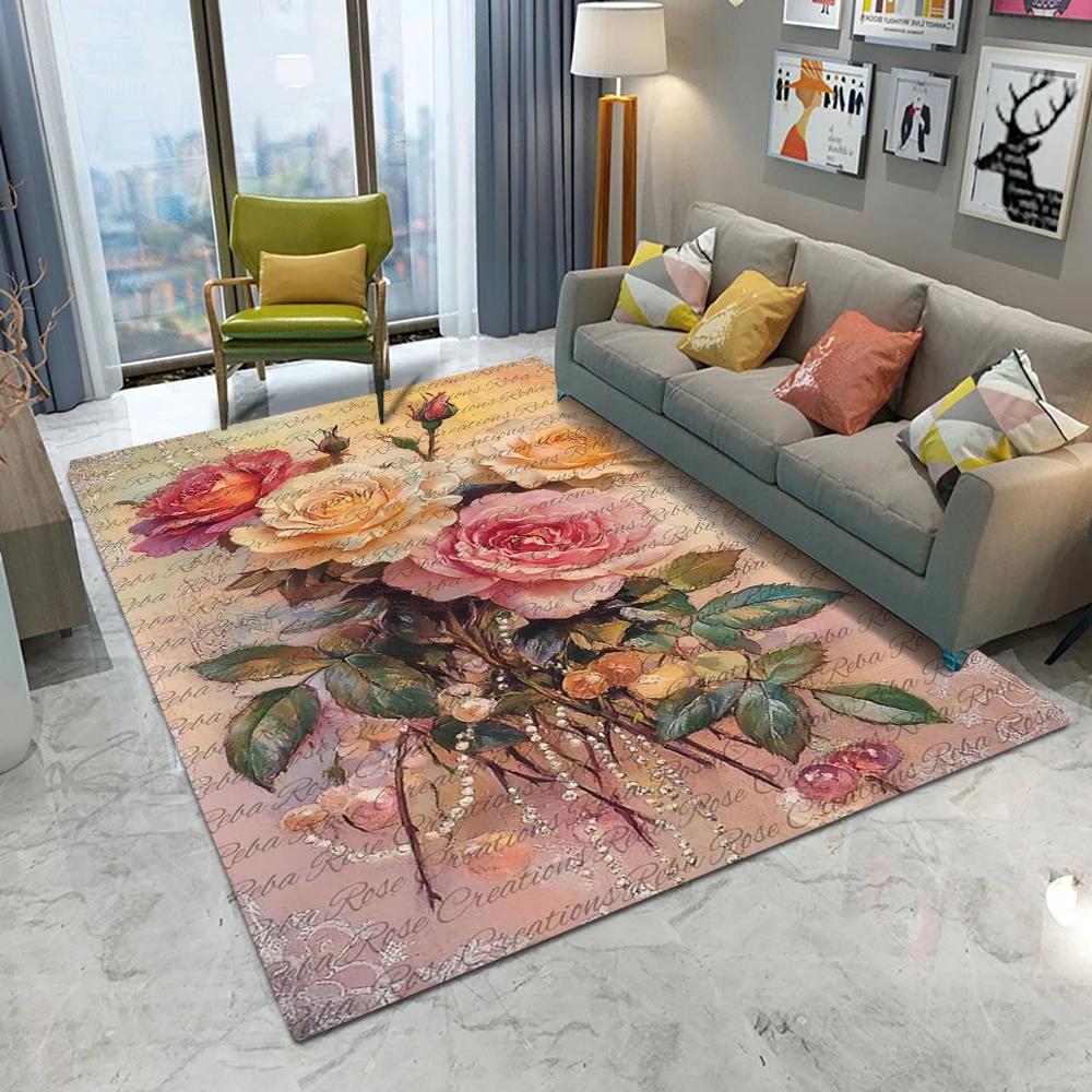 Садовый Цветочный Арт 3D-Печатный Ковер для Гостиной Спальни Домашний Декор Эстетичный Ковер Моющийся Напольный Коврик