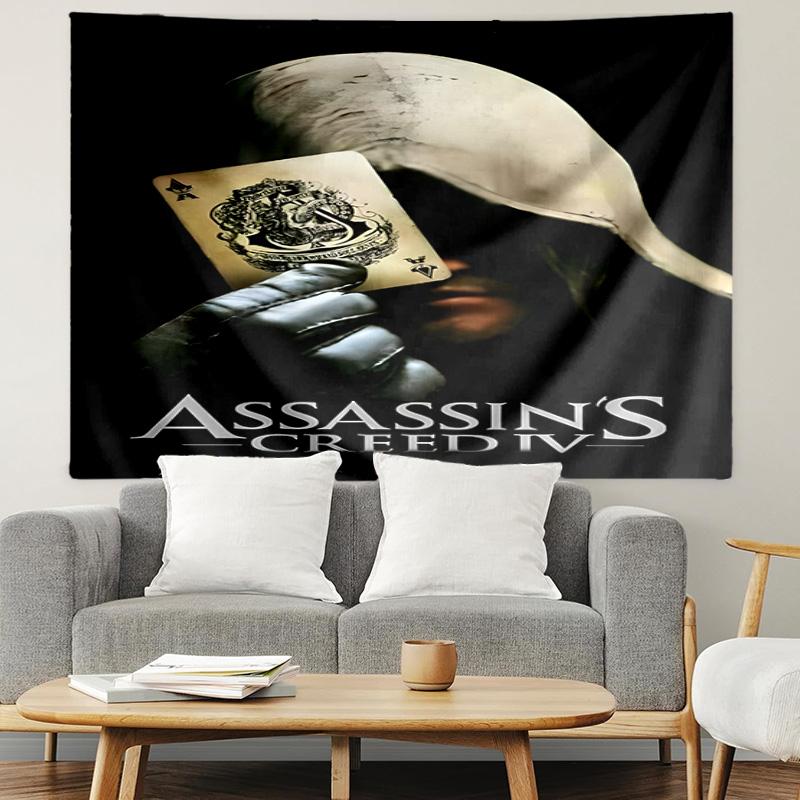 Гобелен Assassin's Creed, Настенный гобелен, Гобелен с узором для общежития, спальни, гостиной, Настенное искусство, Фотофон