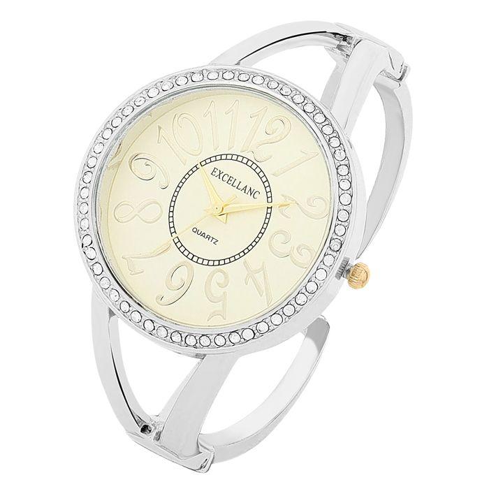 Montre femme - EXCELLANC - Excellanc - 37 mm - Bracelet jonc métal 15 mm - Cadran doré verre minéral