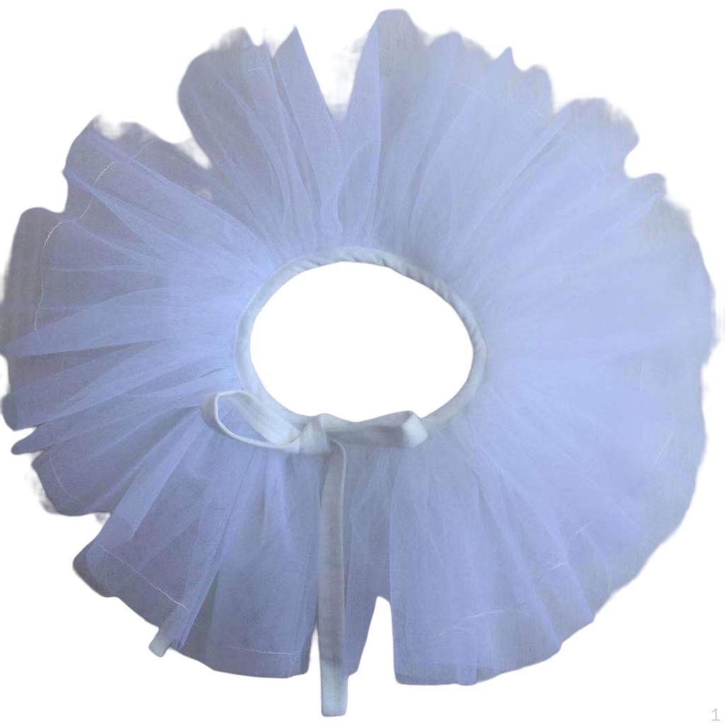 Women Girls Layered Tulle Ruffle Neck Shawl Lapel Fashion Detachable Costume Accessory Ruff