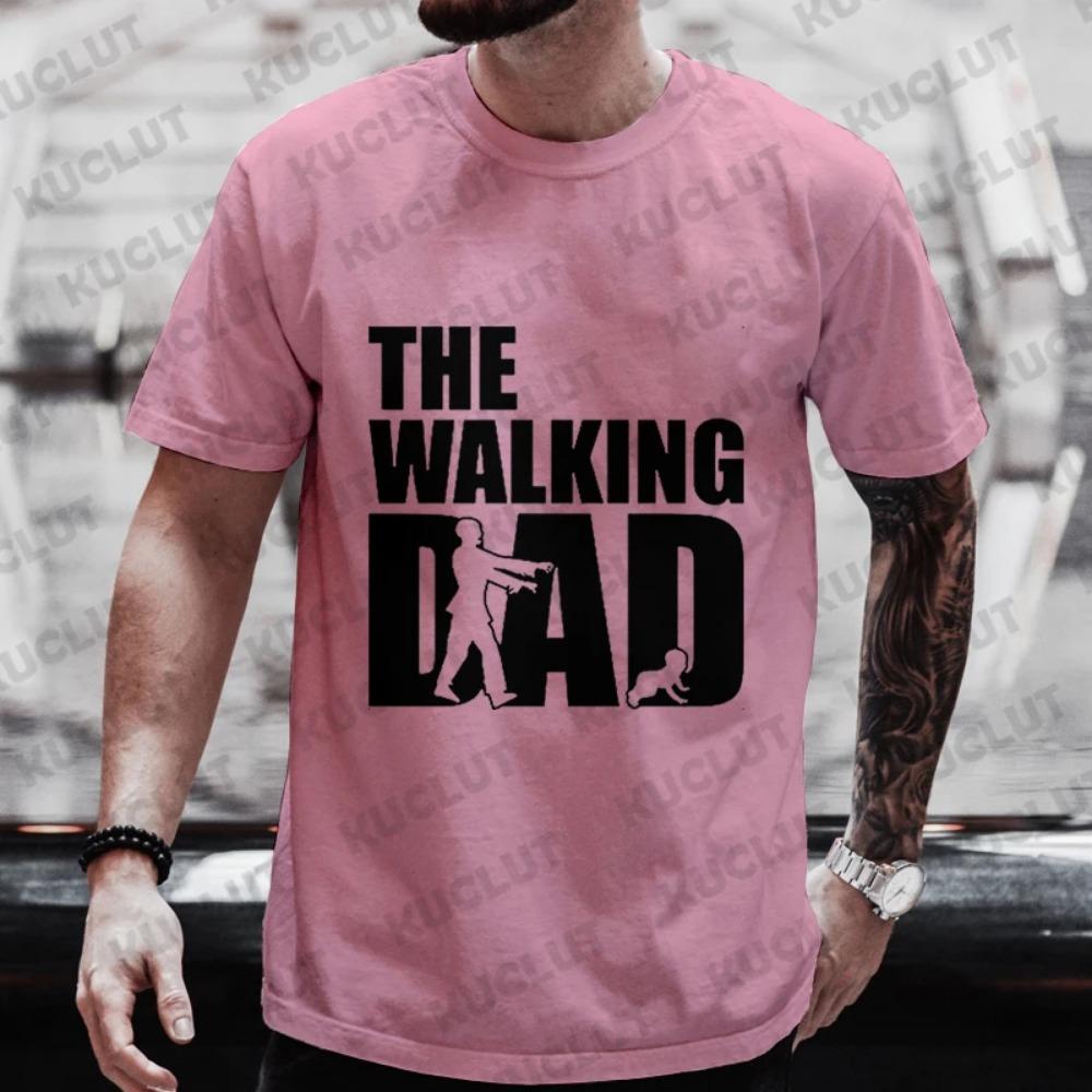 Стильные мужские футболки Футболка с принтом The Walking Dad Хип-хоп блузка Мужская спортивная футболка Мужские топы Харадзюку Футболка с коротким рукавом