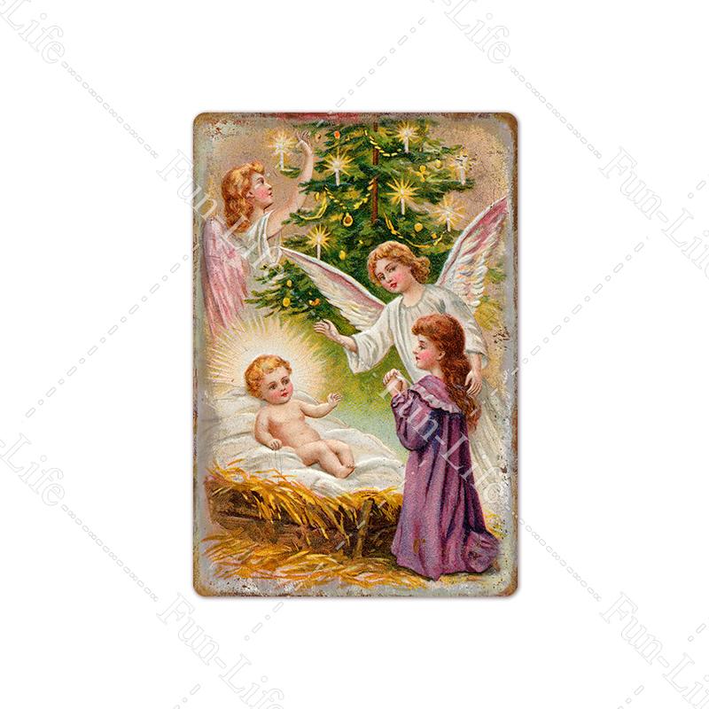 Рождественские металлические вывески, винтажный постер, жестяная вывеска, тарелка Санта-Клауса, ретро-налет, кафе-бар, паб, домашний декор, рождественская елка, подарок