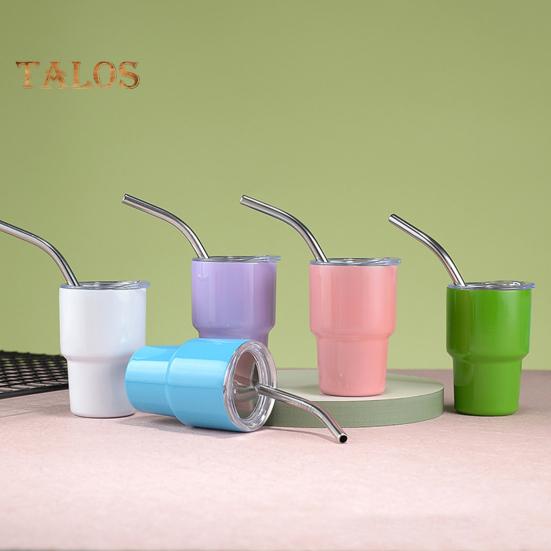 Чашка из нержавеющей стали 60 мл с соломинкой и крышкой, антикоррозийная универсальная минималистичная антикоррозийная чашка для воды для коктейлей, соков