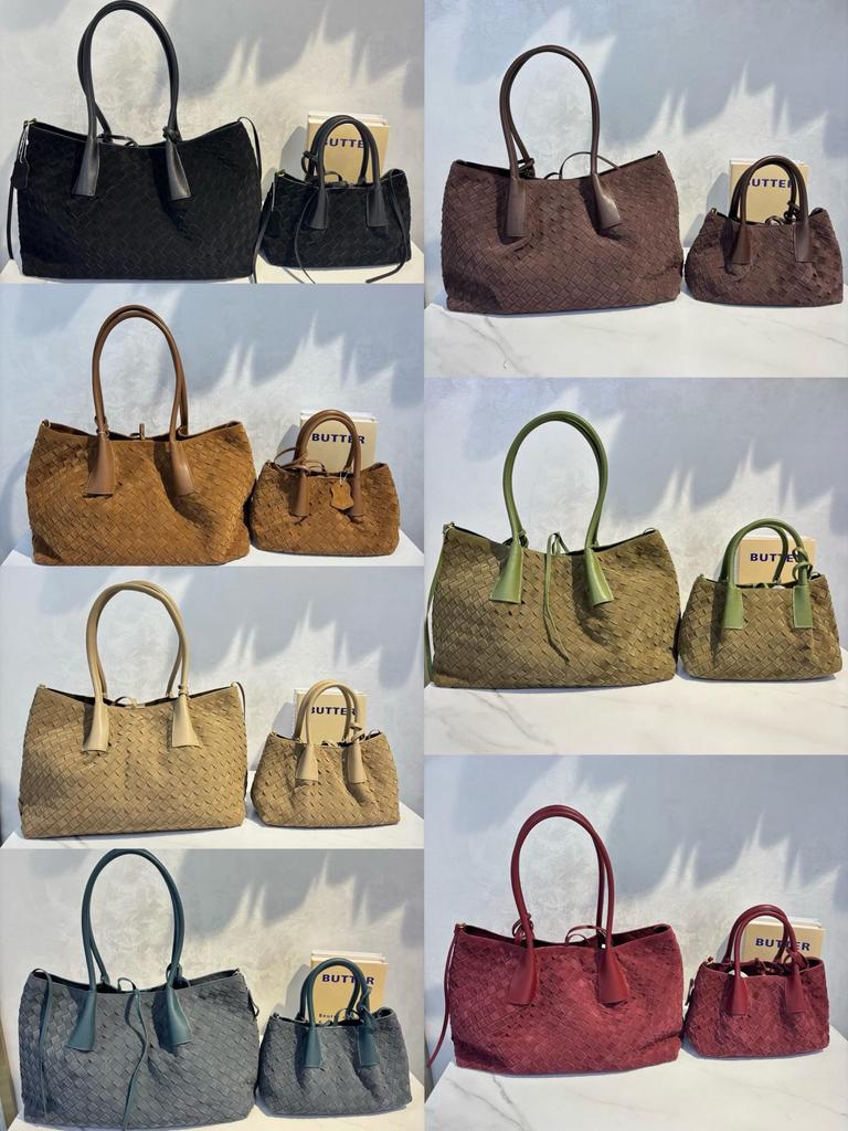 Осенняя ретро плетёная сумка-тоут из замши: Универсальная сумка через плечо и через плечо