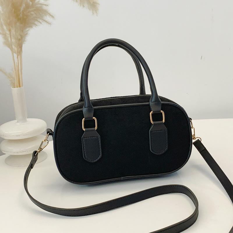 Niche Suede Bag Women'S Retro Versatile Messenger Bag Portable Bowling Bag