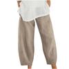 Women's Wide Leg Pants Linen Loose Pants Summer Casual Solid Color Cropped Pants With Pockets