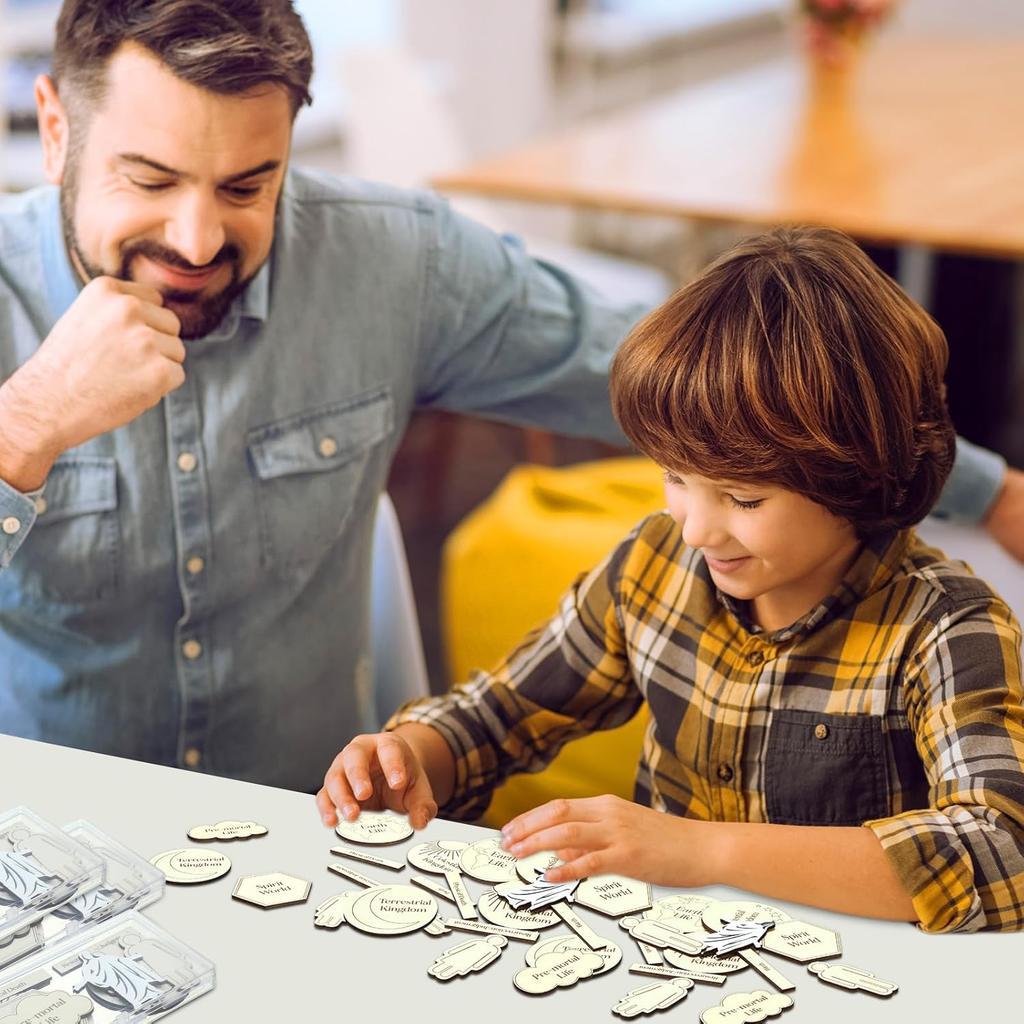 6 Sets of Plan of Salvation Teaching Kits Gift Each Set Includes Wooden Pieces and Plastic Storage Box for Lds Missionary Gifts Family Youth Home