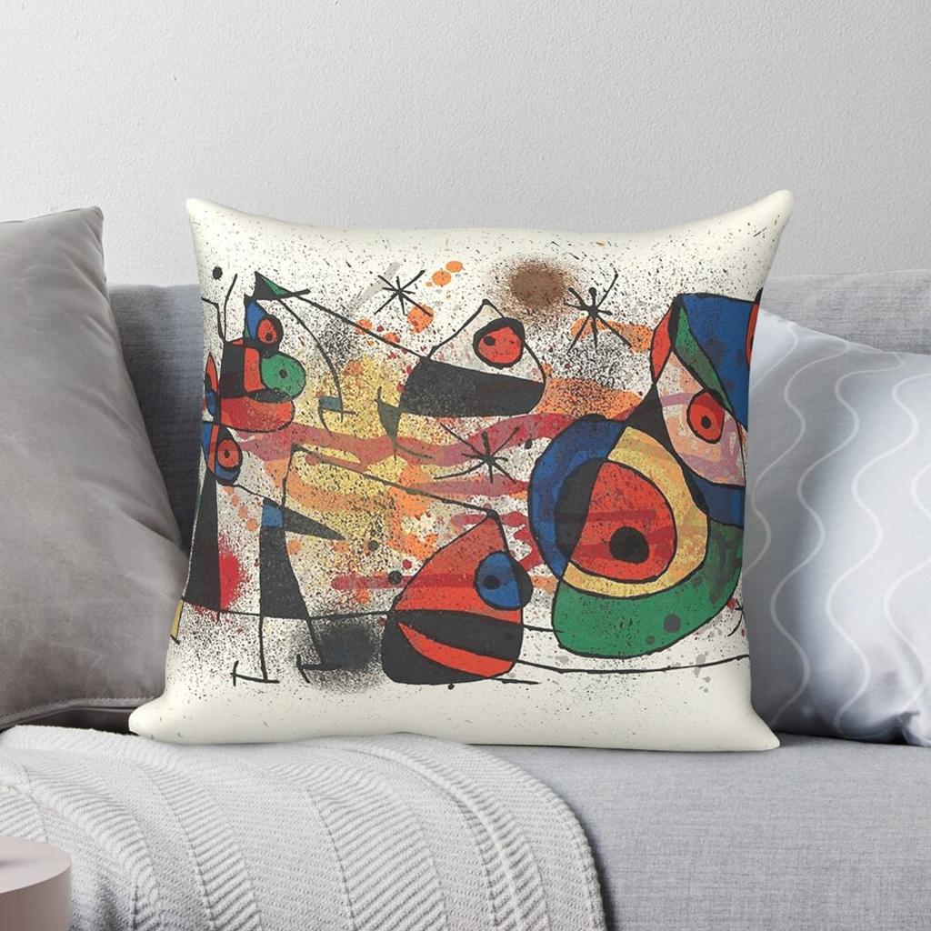Joan Mir Surrealism Square Pillowcase Polyester Linen Velvet Printed Zip Decor Pillow Case Bed