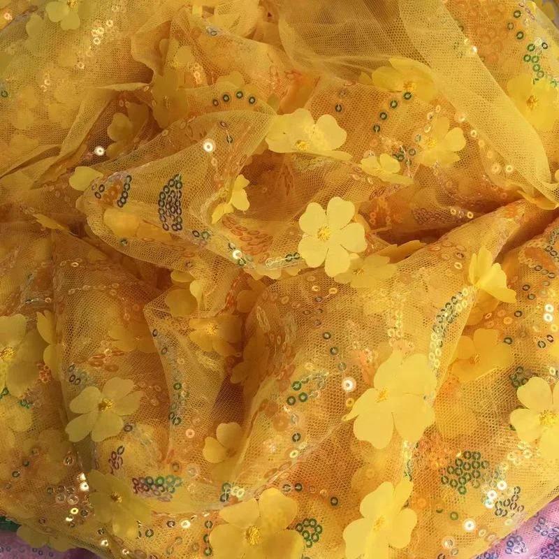 1 ярд 130 см ширина мягкая тюль кружевная ткань тюль ткань по ярдам цветочная вышивка сетчатая кружевная ткань для самостоятельного дизайна одежды платья