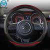 For Suzuki Swift 2017 2018 DERMAY Car Steering Wheel Cover Microfiber Leather + Carbon Fiber Auto