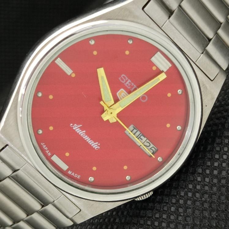 USED VINTAGE SEIKO 5 AUTOMATIC 7019A JAPAN MENS D/D RED WATCH 621c-a415317-2 SKU621c-a415317