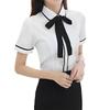 Рубашка с коротким передом XL [Bolan Verl] Лента, Женская, Рукав, Блузка, Лента, Завязка, Воротник, Стильная, Разрез, Лето, Офис, Поездка на работу, Носить,