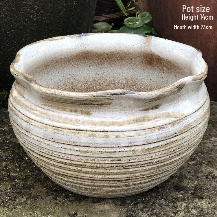 Handmade Retro Ceramic Pot: Large Opening Succulent & Flower Planter for Chlorophytum, Rose, Orchid, & Green Plants