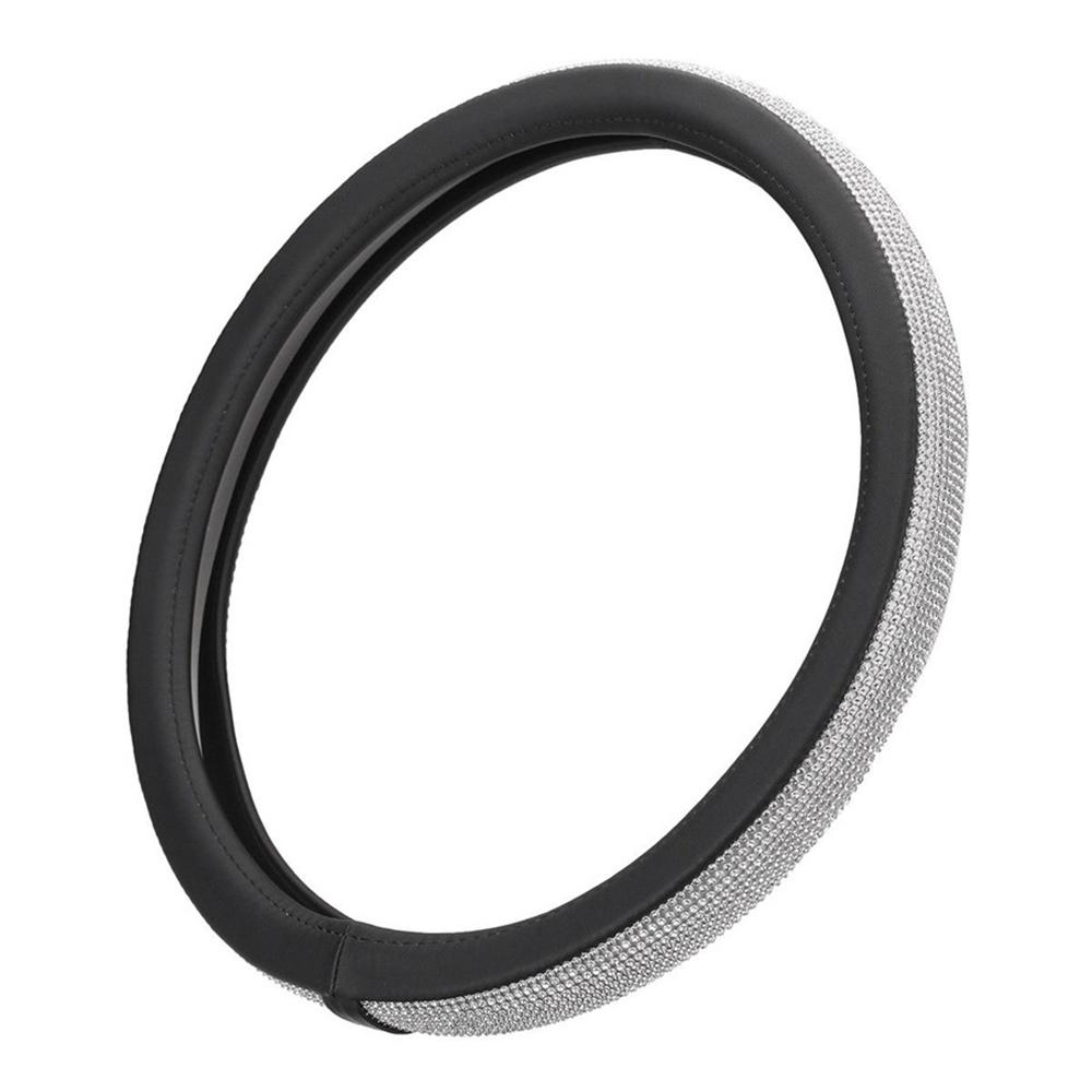 Черный 15'' 38см PU Кожа Кристалл Чехол на руль автомобиля со стразами