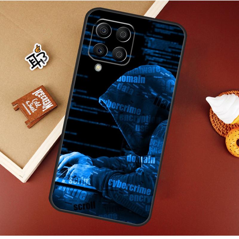 Hacker Binary Matrix Rain Case For Samsung Galaxy M16 M36 M56 M06 M52 M32 M12 M54 M34 M14 M35 M55 M15 M11 M31 M13 M53