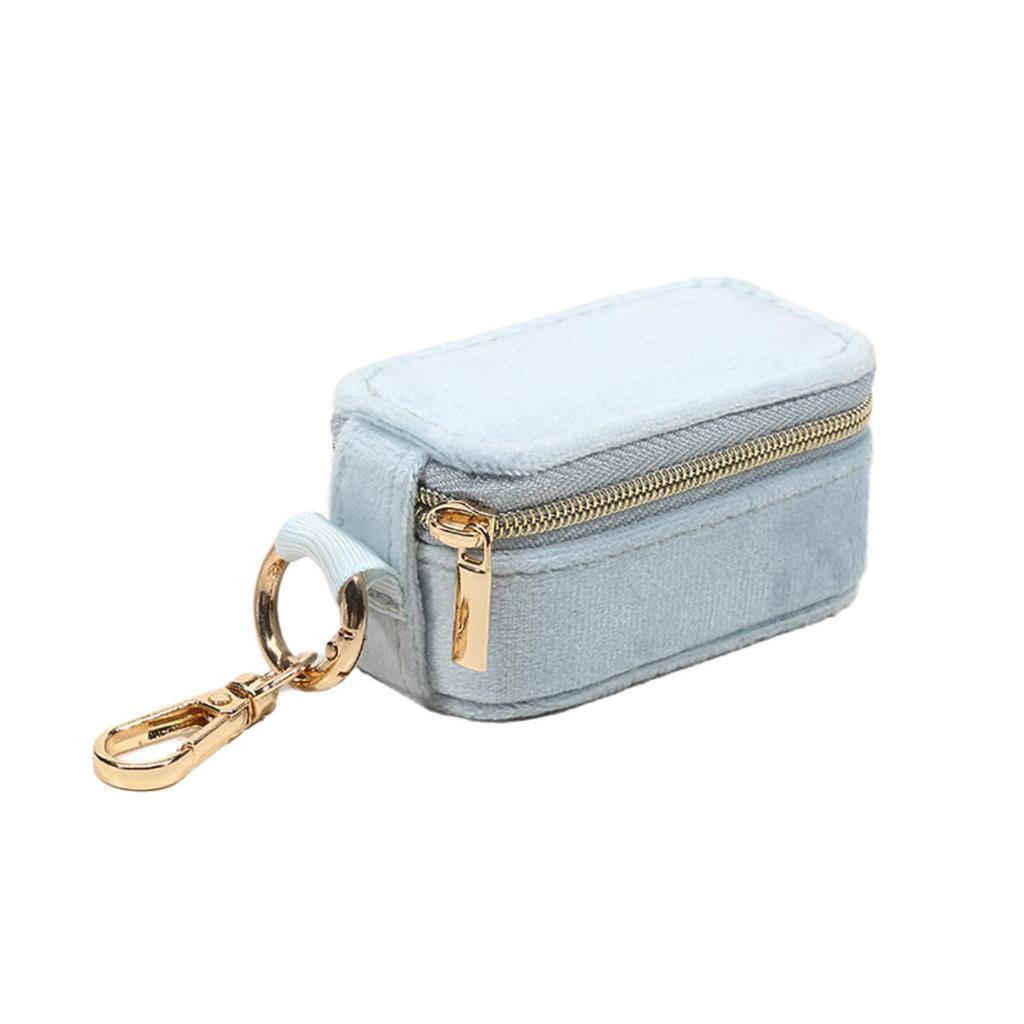 Mini Portable Jewelry Box with Keychain Earrings Necklace Ring Storage Box Velvet Travel Organizer Jewelry Case Hanging