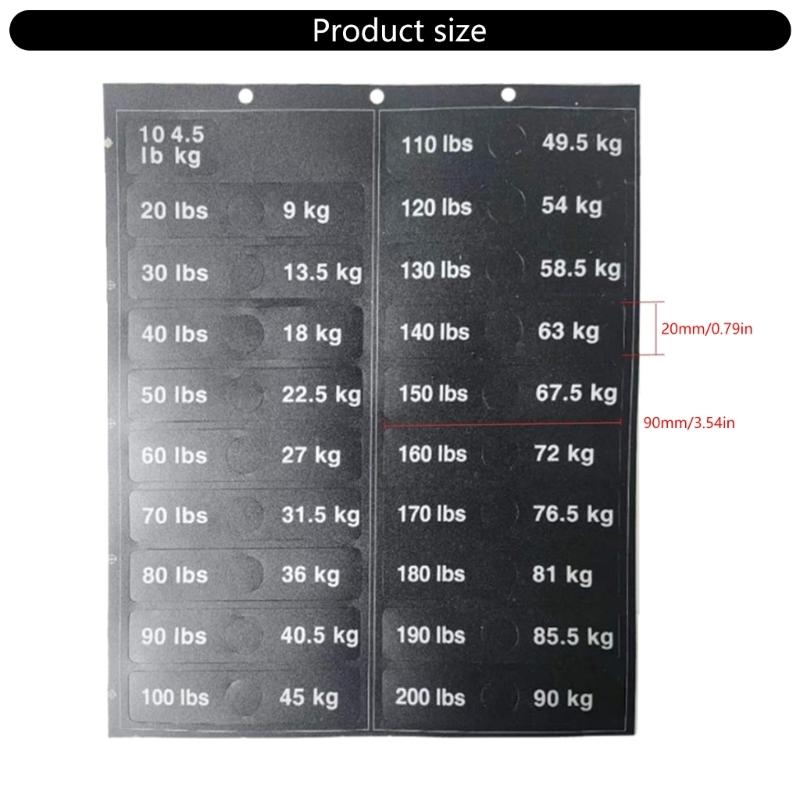 Gym Equipment Weight Sticker Weight Stack Labels 4.5kg To 90kg Weight Block Sticker for Weight Machine Attachments