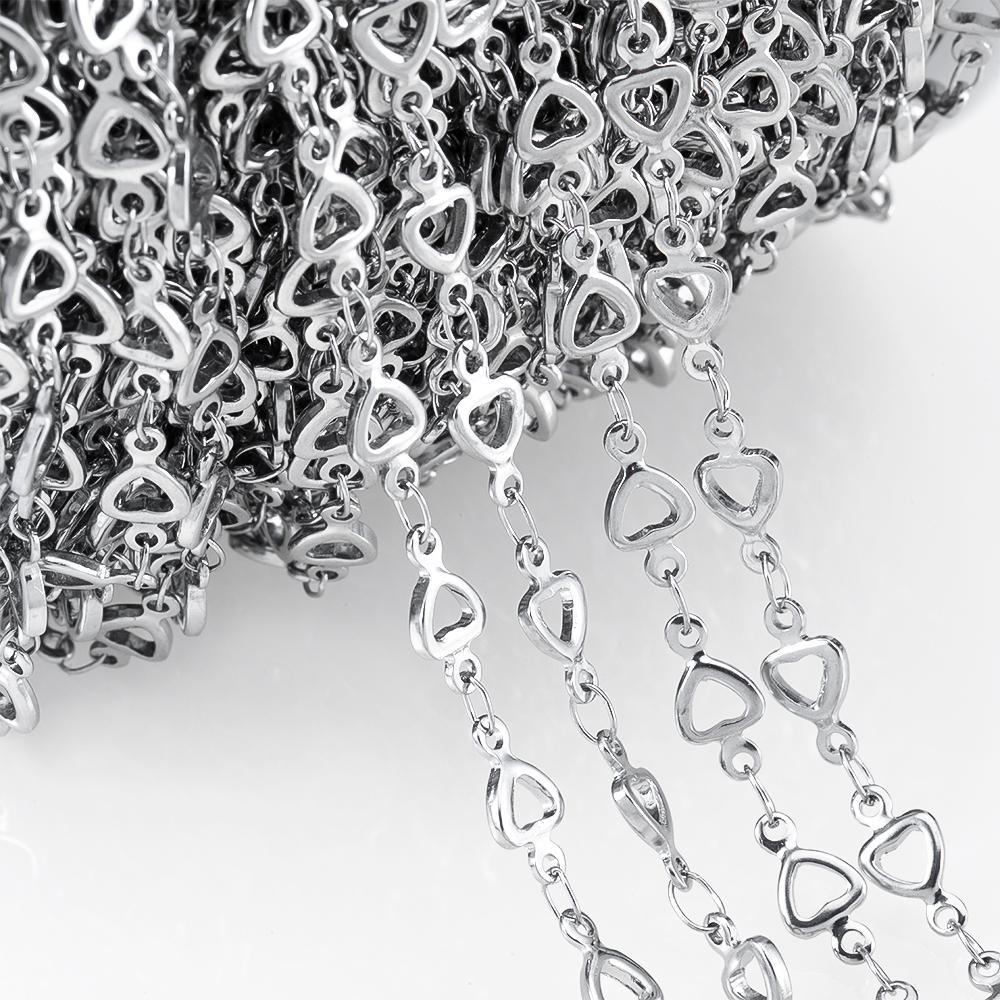 1M Stainless Steel Printed Dot Striped Square Necklace Chain Geometry Link Chains DIY Bracelet Accessory Jewelry Making Supplies