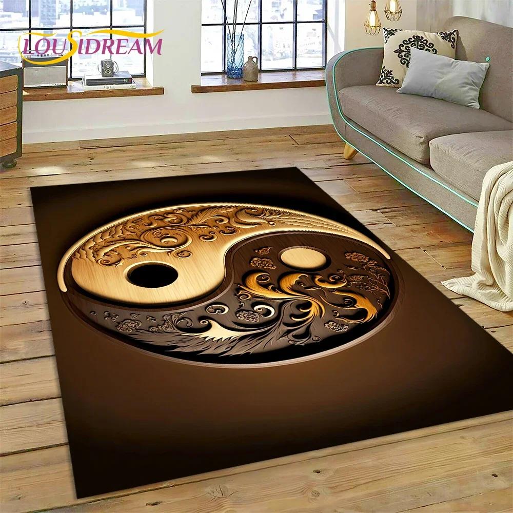 HD Природа Инь Ян 3D Китайский Тай Чи Багуа Ковер для Гостиной Спальни, Нескользящий Декор для Дивана Придверный Коврик Подарок