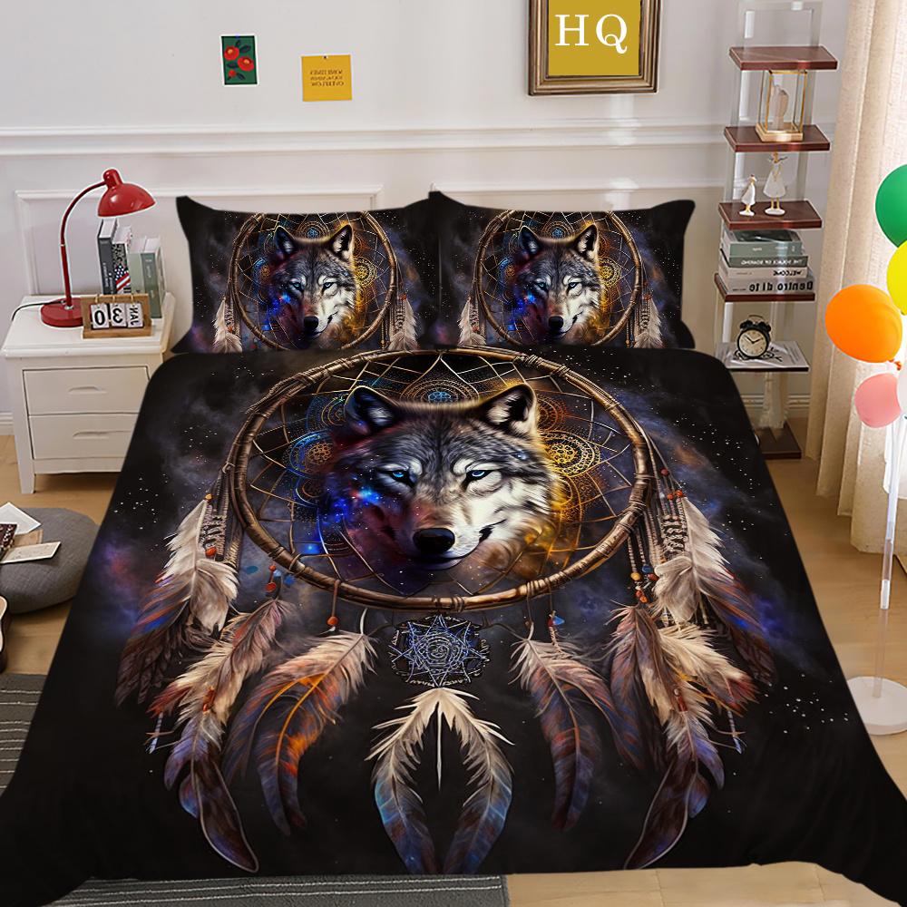 Одеяло с принтом волка, комплект постельного белья из микрофибры королевского размера, чехол для мальчиков-подростков, высококачественный домашний текстиль