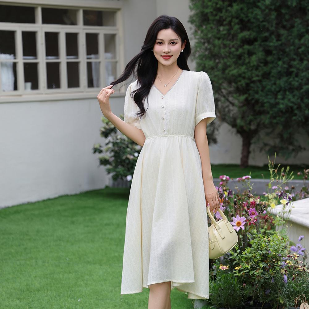 MIXMAX Casual Versatile Temperament Fashionable Age Reducing and Slimming Short-Sleeved Dress