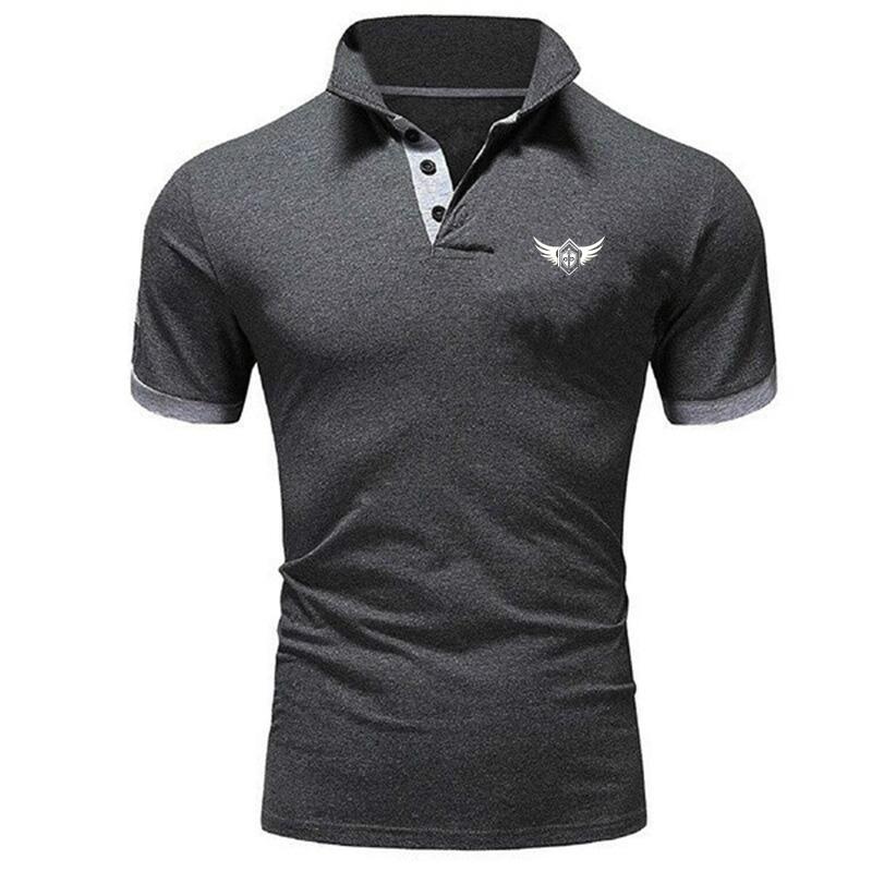 Мужская летняя рубашка-поло с короткими рукавами, модная футболка с воротником-стойкой и принтом, с короткими рукавами, мужская