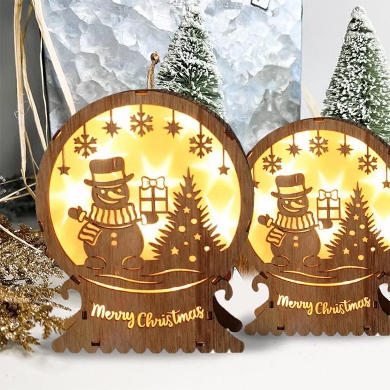 Светодиодные предсветящиеся огни Свет Деревянный олень Снежинка Рождественская елка Праздничная вечеринка Дом Стол Декоративные огни Украшения