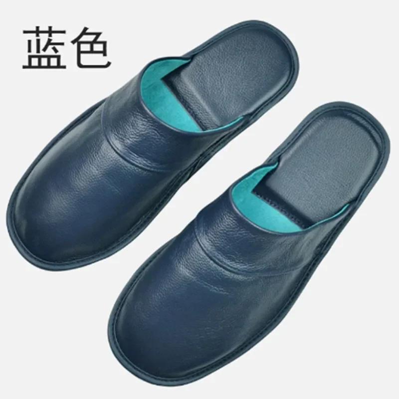 Тапочки из натуральной коровьей кожи для дома, домашние тапочки, весна-осень-лето, для мужчин и женщин, для пожилых людей, нескользящие, повседневные, одинарные, тапочки