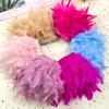 1Meter Multicolor Turkey Feather Trim Fringe Fluffy Stripped Ribbon 10-15cm for Wedding Dress Clothing Crafts Decoration
