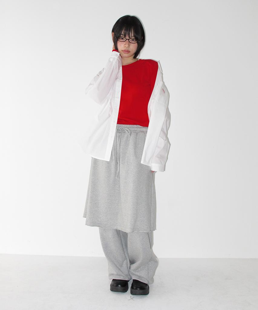 Ronron Layered Skirt Sweat Pants Gray