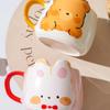 Cartoon Cute Bear with Animal Ceramic Cup Park Mug High Looking Water Cup for Girls Couple Cup
